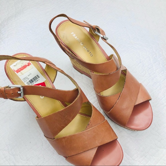 Franco Sarto Leather Platform Cork Heel Wedges size 10 brown - Picture 7 of 16